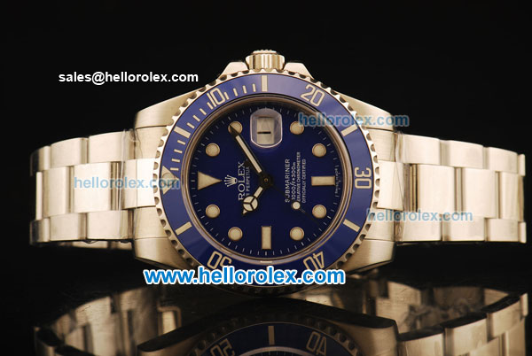 Rolex Submariner Rolex 3135 Automatic Full Steel with Blue Bezel and Blue Dial - Click Image to Close